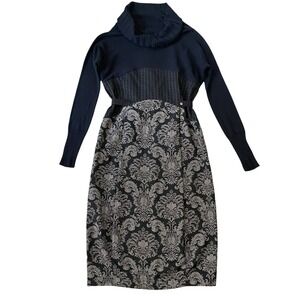 Isola Marras Midi Dress S IT 42 Black Knit Long Sleeve Designer Whimsigoth